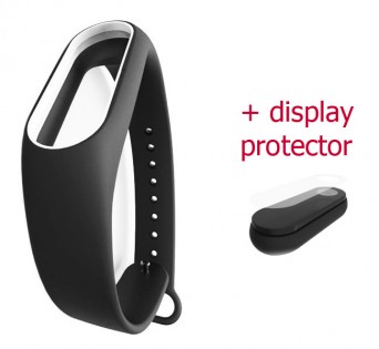 Ремешок для браслета Xiaomi Mi Band 2 Black/White + display protector